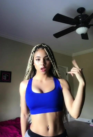 Luscious Aiyana Sakari in Blue Sport Bra while doing Belly Dance