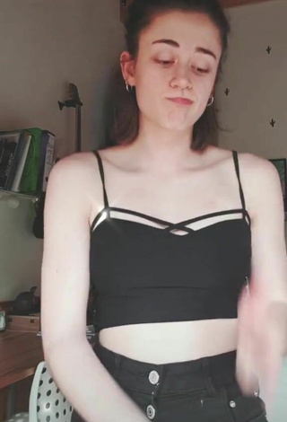 Cute Alba Castello in Black Crop Top and Bouncing Breasts