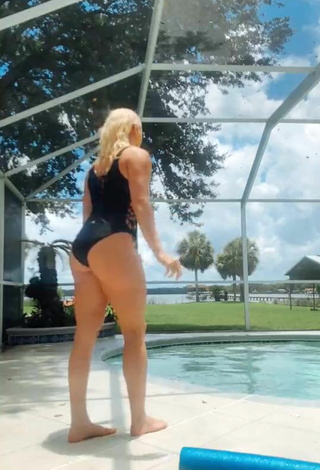 2. Fine Alexandria Knight in Sweet Black Swimsuit at the Swimming Pool