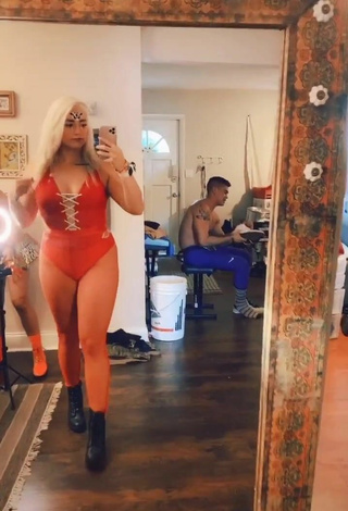 1. Pretty Alexandria Knight in Red Bodysuit