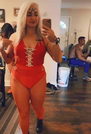 Pretty Alexandria Knight in Red Bodysuit