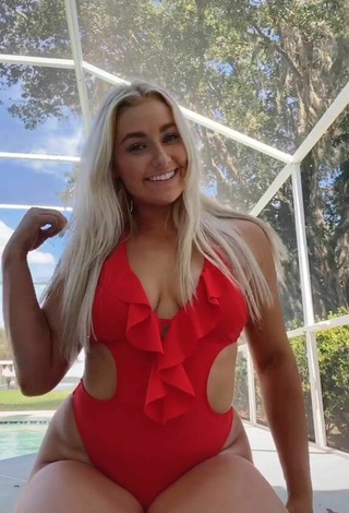 3. Pretty Alexandria Knight Shows Cleavage in Red Swimsuit