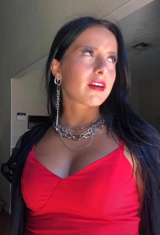 3. Luscious Brooke Sanchez Shows Cleavage in Red Crop Top