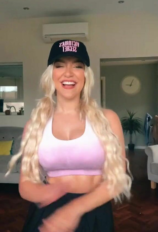 Sultry Molly Marsh Shows Cleavage in Pink Crop Top and Bouncing Boobs