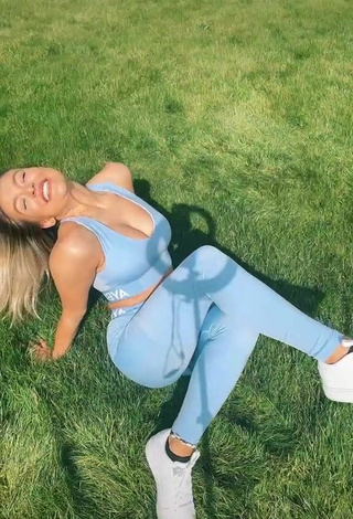 3. Sexy Molly Marsh in Blue Leggings and Bouncing Breasts