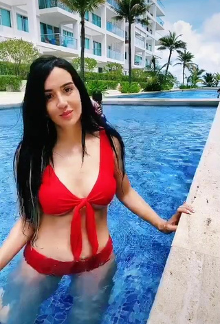 Amazing Adriana Valcárcel in Hot Red Bikini at the Pool