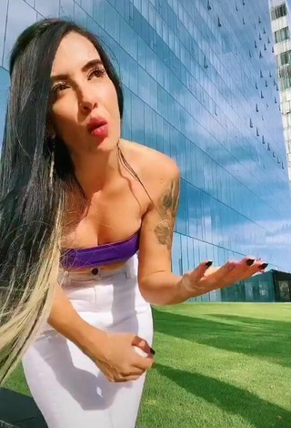 2. Luscious Adriana Valcárcel in Violet Tube Top in a Street