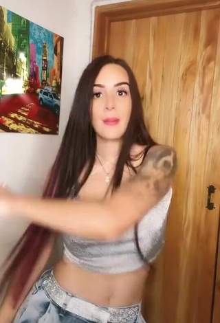 2. Sweetie Adriana Valcárcel in Silver Crop Top and Bouncing Tits