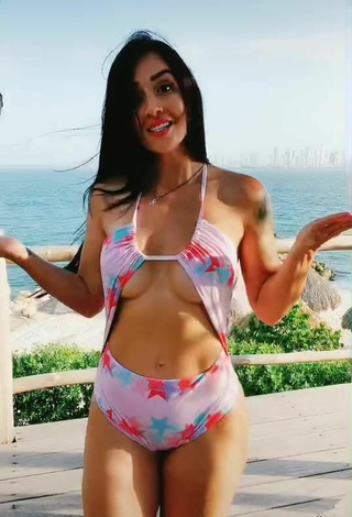 4. Sultry Adriana Valcárcel Shows Butt at the Seafront (Side Boob)