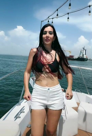 2. Luscious Adriana Valcárcel in Black Bikini Top on a Boat