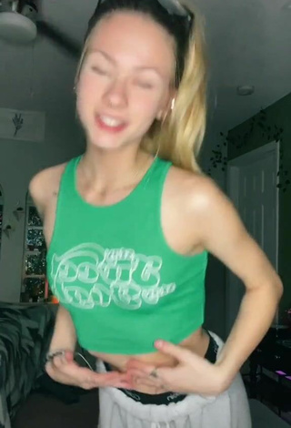 Titillating Ali Mykal in Green Crop Top