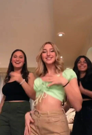 5. Cute Ally Jenna Shows Cleavage in Light Green Crop Top