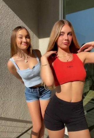 Sweetie Hali'a Beamer in Red Crop Top on the Balcony