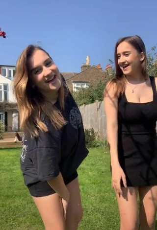 2. Sultry Amber & Misha Lansberry in Black Skirt in a Street and Bouncing Tits