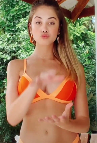 Cute Ananda Morais in Orange Bikini and Bouncing Breasts