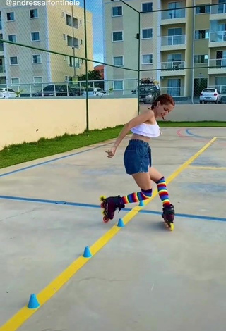 Sultry Andressa Fontinele in White Crop Top while doing Sports Exercises