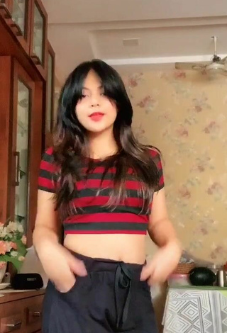 Sultry Aneesah Ukani in Striped Crop Top