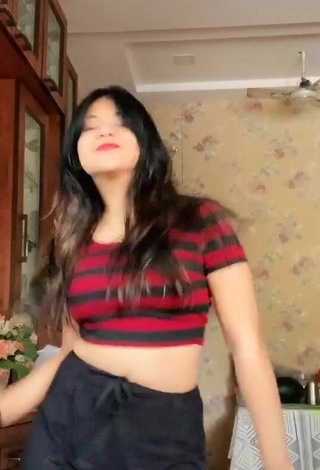 3. Sultry Aneesah Ukani in Striped Crop Top