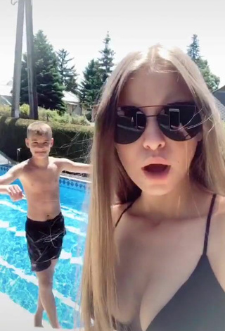 2. Sultry Angiizsigmond in Black Bikini Top at the Swimming Pool