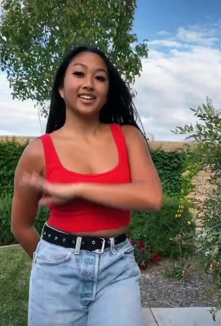 Hot Anneston Pisayavong in Red Crop Top