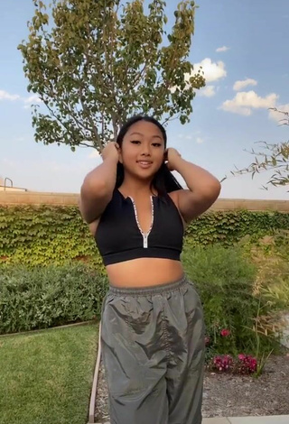 Sexy Anneston Pisayavong in Black Crop Top