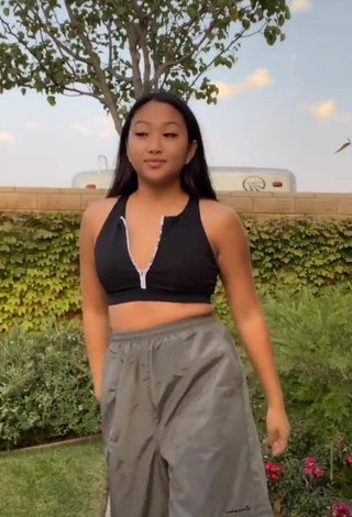 Amazing Anneston Pisayavong in Hot Black Crop Top