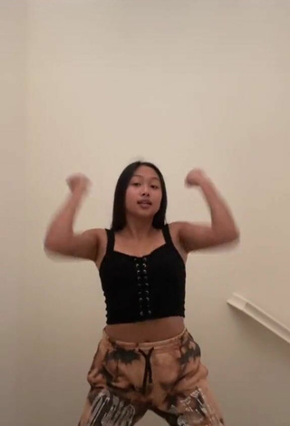 4. Titillating Anneston Pisayavong in Black Crop Top and Bouncing Tits