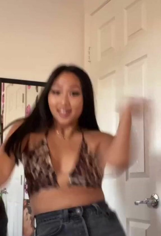 5. Luscious Anneston Pisayavong in Leopard Hot Top and Bouncing Boobs