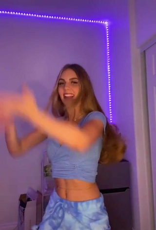 4. Titillating Arianna Flowers in Blue Crop Top and Bouncing Boobs