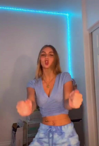 5. Titillating Arianna Flowers in Blue Crop Top and Bouncing Boobs