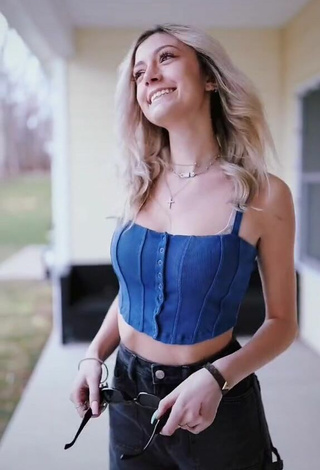 3. Beautiful Ashley Shortino in Sexy Blue Crop Top