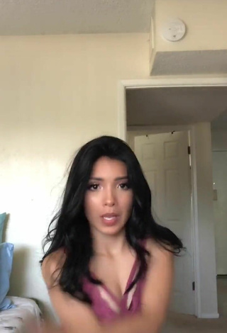 2. Sexy Ashley Valdez Shows Cleavage in Pink Bodysuit