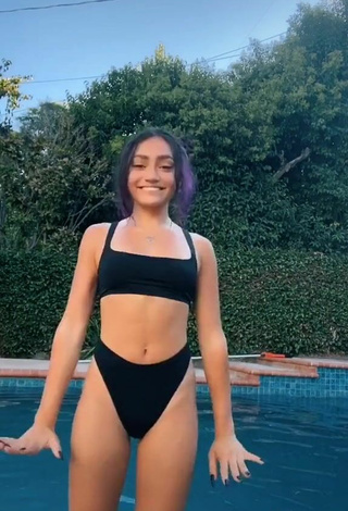 3. Adorable Avani Gregg in Seductive Black Bikini at the Swimming Pool