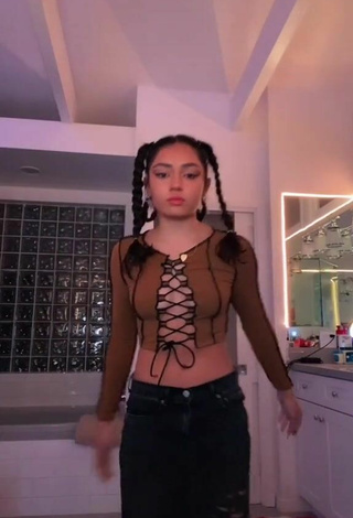 Sultry Avani Gregg in Brown Crop Top