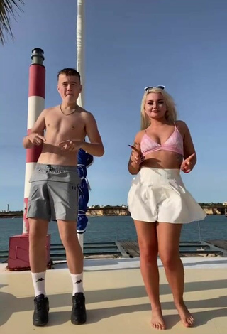 3. Luscious Lowri Rose-Williams in Pink Bikini Top at the Seafront