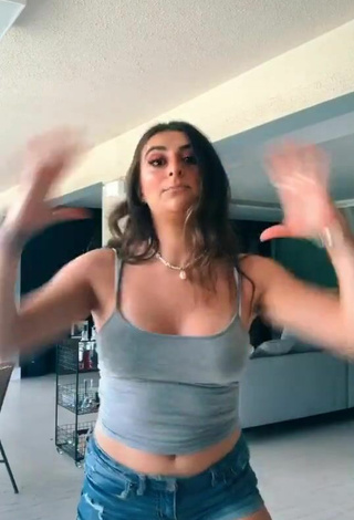 5. Erotic Bia Herrero in Grey Crop Top and Bouncing Tits