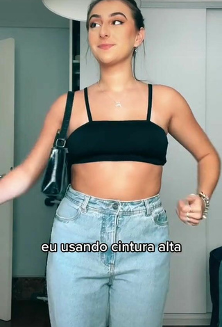 Cute Bia Herrero in Black Crop Top and Bouncing Tits