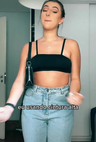 2. Cute Bia Herrero in Black Crop Top and Bouncing Tits