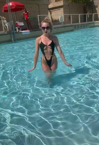 2. Sultry Brianna Paige in Black Swimsuit at the Pool (Underboob)