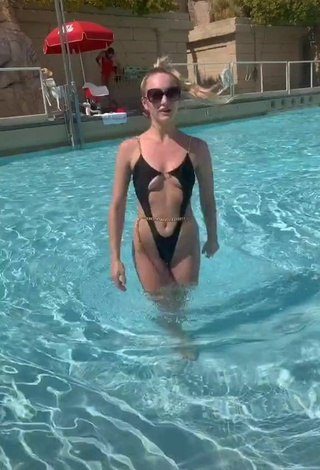 4. Sultry Brianna Paige in Black Swimsuit at the Pool (Underboob)