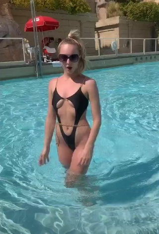 5. Sultry Brianna Paige in Black Swimsuit at the Pool (Underboob)