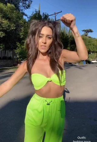 Hot Brooke Bridges in Lime Green Crop Top in a Street