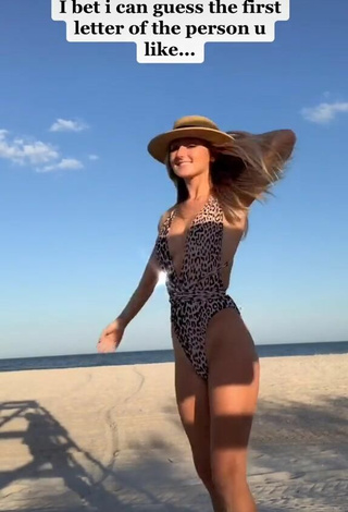 4. Sexy Brooklyn Gabby in Leopard Swimsuit at the Beach