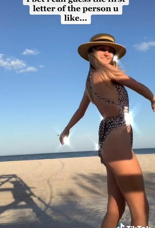 5. Sexy Brooklyn Gabby in Leopard Swimsuit at the Beach