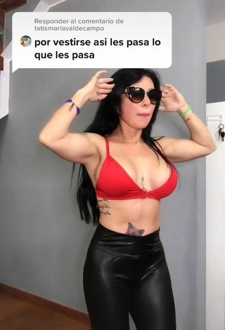 3. Sexy Adriana Espitia in Red Crop Top (Side Boob)