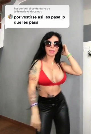 5. Sexy Adriana Espitia in Red Crop Top (Side Boob)