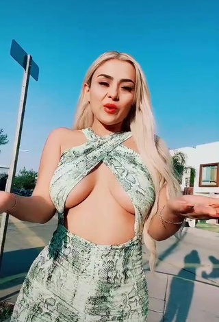 4. Beautiful Alemia Rojas in Sexy Snake Print Dress in a Street (Underboob)