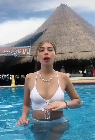 4. Adorable Alexia García in Seductive White Bikini at the Swimming Pool