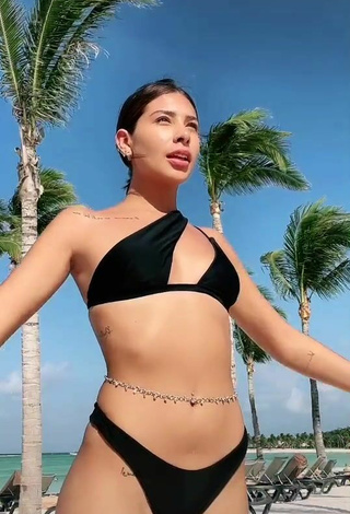 Alexia García Looks Sweet in Black Bikini at the Beach