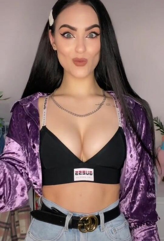 Luscious Anastasia Useeva Shows Cleavage in Black Crop Top and Bouncing Tits